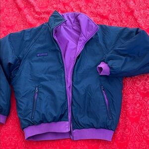Vintage Columbia Reversible Puffer 90s Jacket Purple Navy Women L